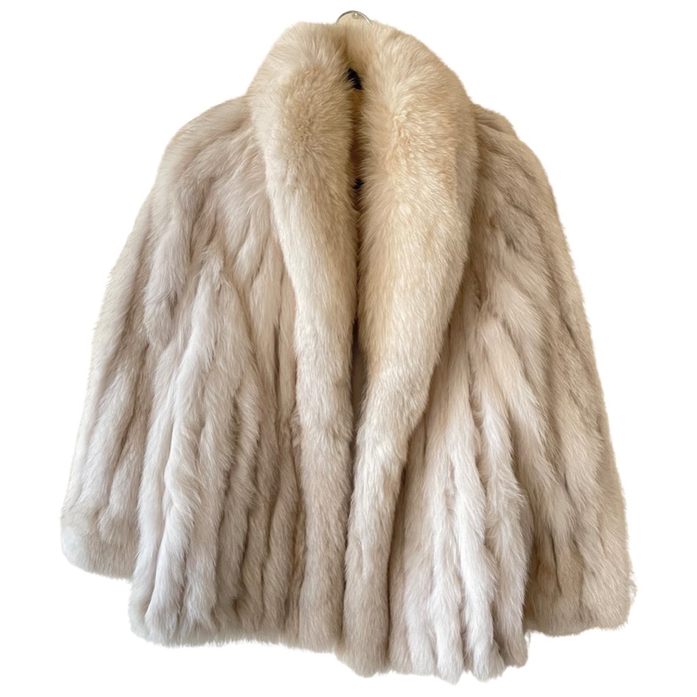 Vintage White real fur coat
